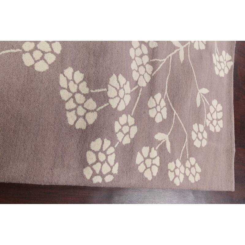 Floral Contemporary Oriental Wool Area Rug Hand-tufted Foyer Carpet - 5'0" x 8'0"