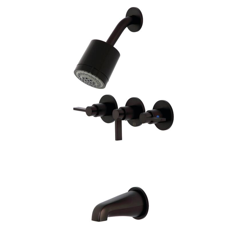 NuvoFusion Three-Handle Tub and Shower Faucet - Oil Rubbed Bronze
