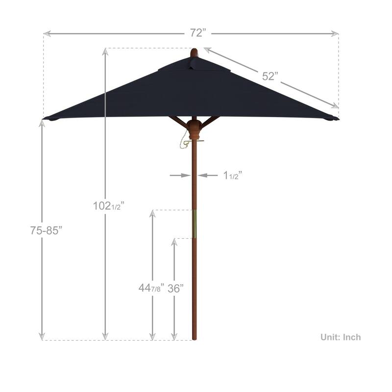 Port Lavaca 6ft Square, Sunbrella Fabric Wooden Patio Umbrella by Havenside Home, Base Not Included