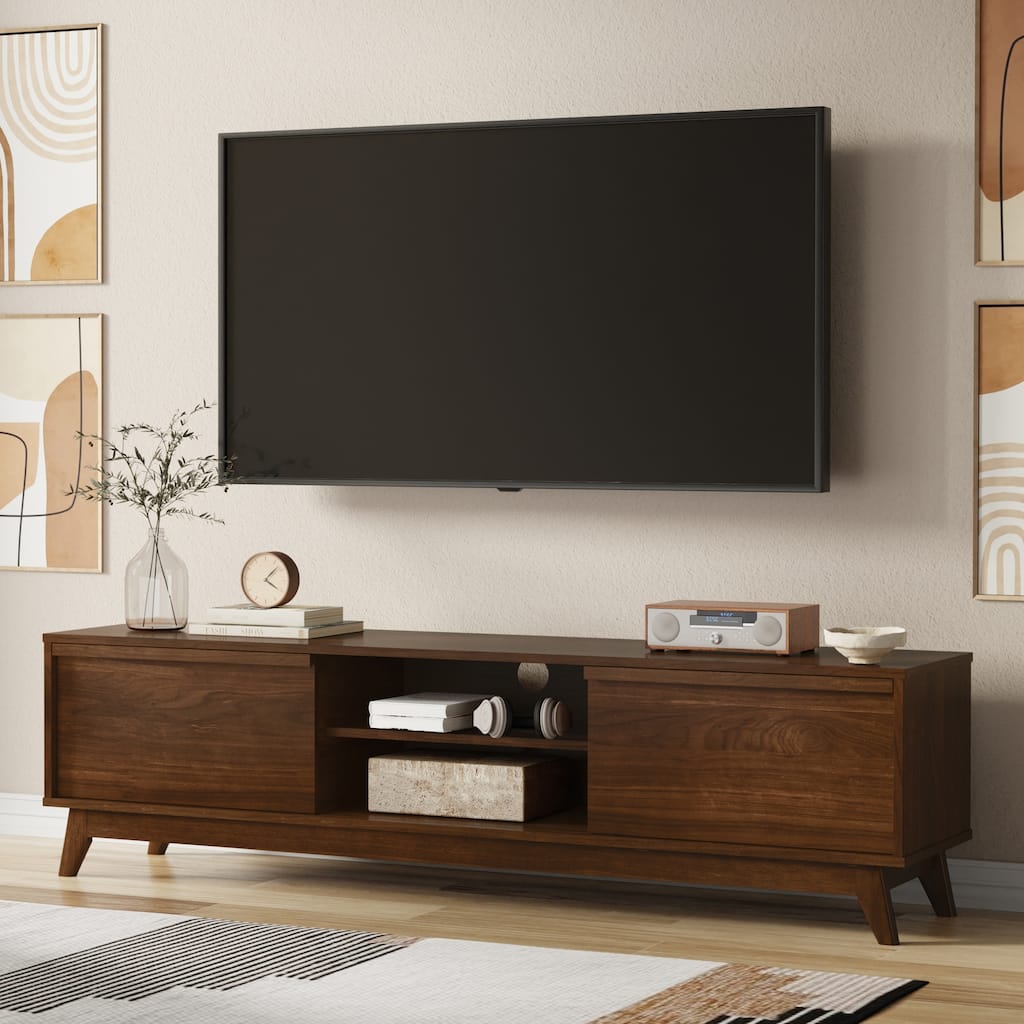 WYNDENHALL Noelle 72 inch Wide Modern TV Media Stand - 17" D x 72" W x 20" H