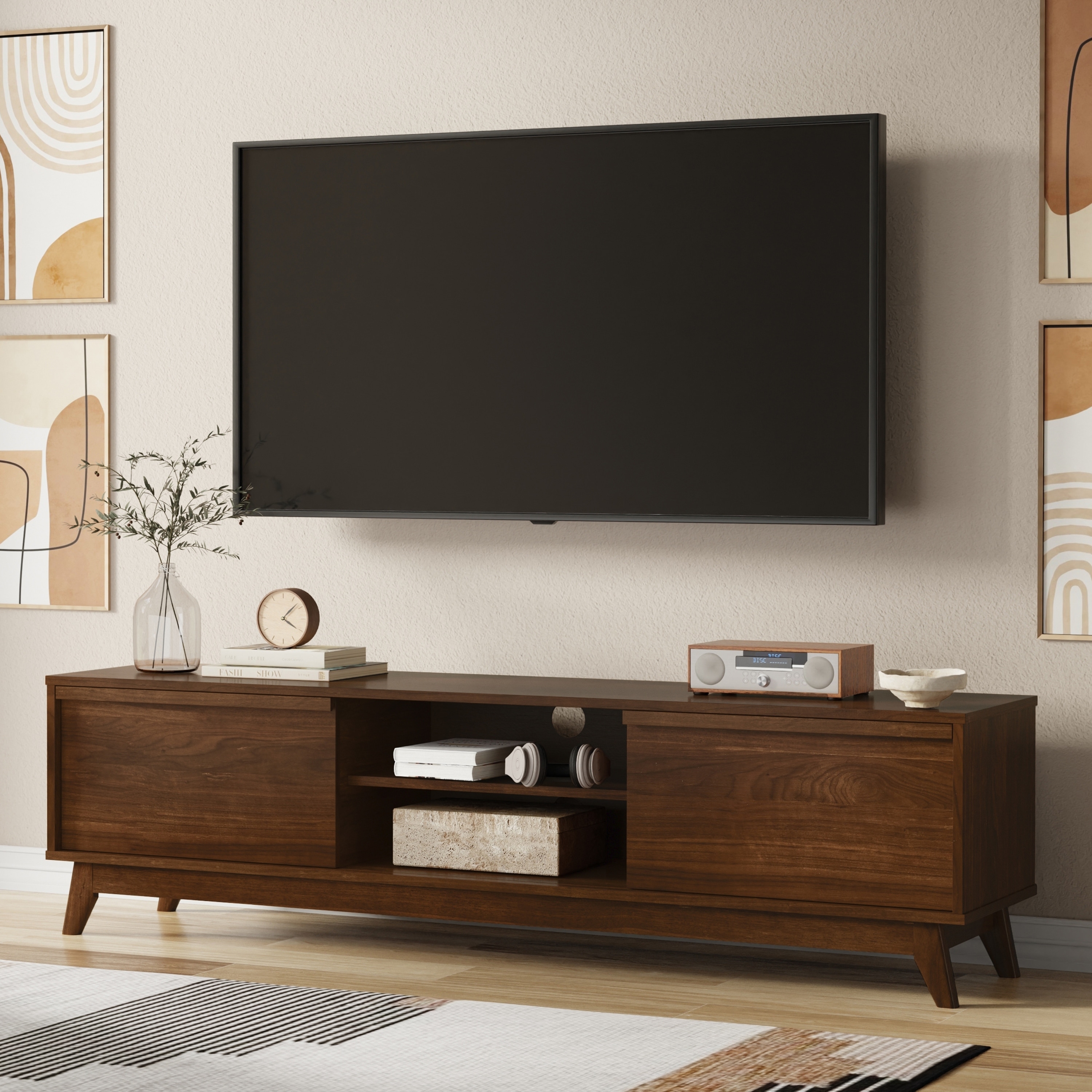 WYNDENHALL Noelle 72 inch Wide Modern TV Media Stand - 17" D x 72" W x 20" H