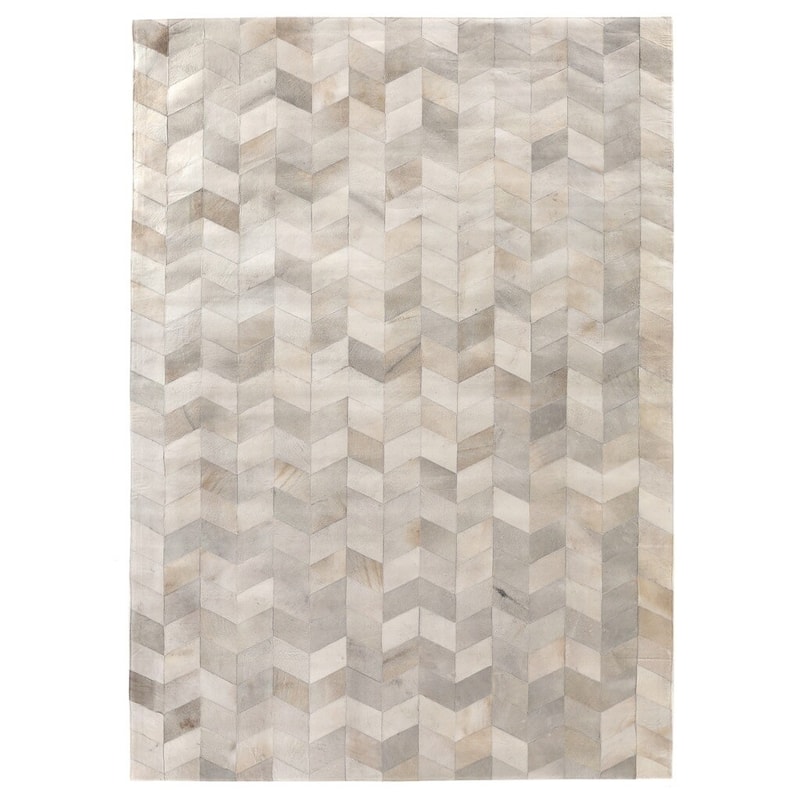 Exquisite Rugs Natural Ivory Hair-on Leather Rug (8' x 11'). - 8' x 11'