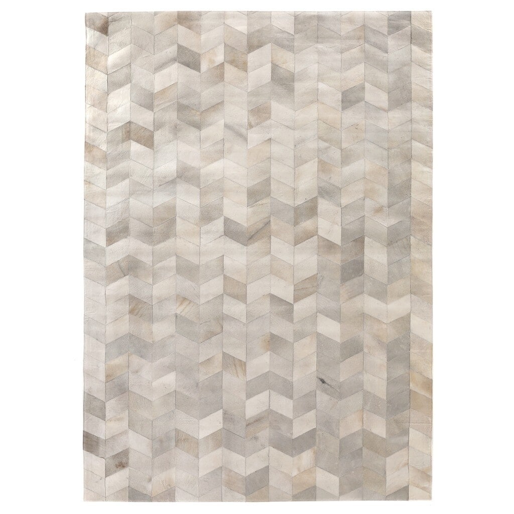 Exquisite Rugs Natural Ivory Hair-on Leather Rug (8' x 11'). - 8' x 11'