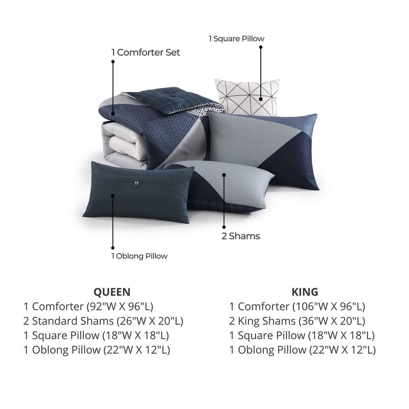 Bebejan Geo Fusion 100% Cotton Sateen 5 Piece Reversible Comforter Set