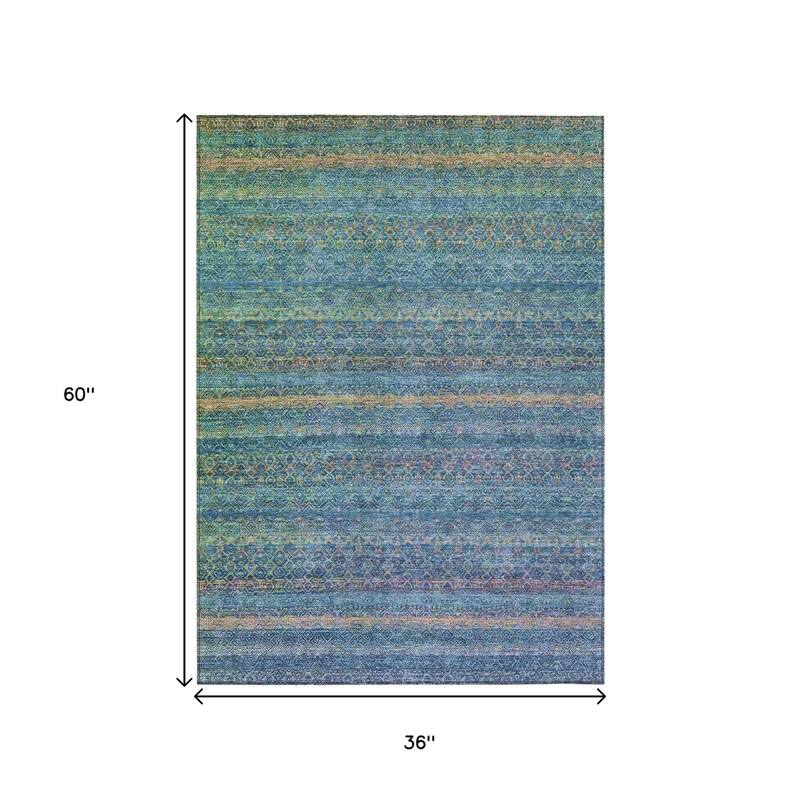 HomeRoots Striped Transitional Rectangle Outdoor Rug