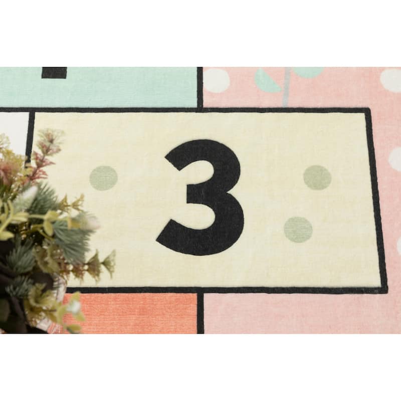 Kids Collection Pink Playful Numbers Design Rug