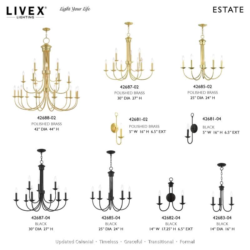 Livex Lighting 9-light Polished Brass Indoor Chandelier, 42687-02 - 30" DIA X 27" H