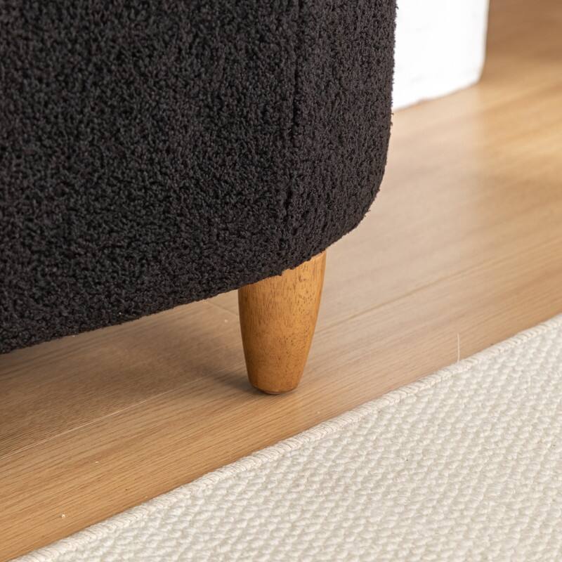 Modern Glam Teddy Fabric Upholstered Storage Ottoman Bench