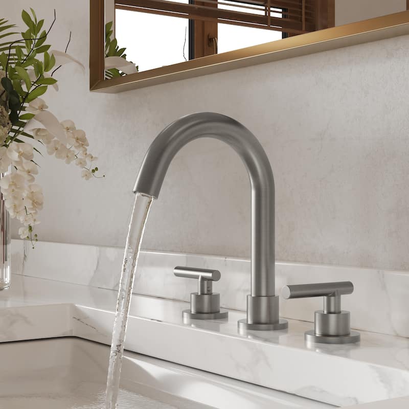 GRANDJOY 8" Mid Arc Widespread 2-Handle Bathroom Faucet - Brushed Nickel