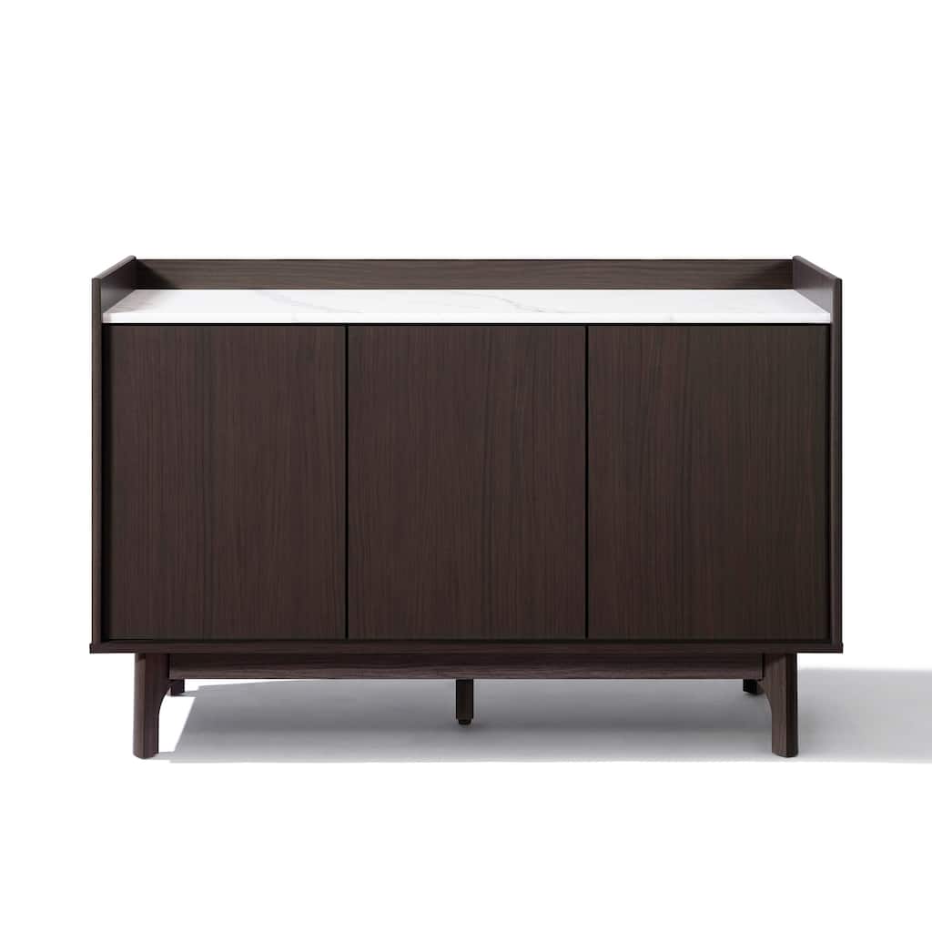 Modi Wenge Sideboard Cabinet with Faux Marble Top, Manufactured Wood - 31.1" H x 47.24" W x 15.67" D