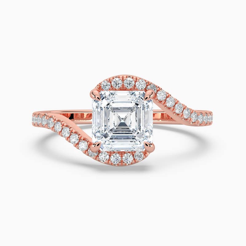 Auriya 14k Gold Asscher-cut Lab Grown Diamond Bypass Engagement Ring 1.00 to 5.00 ct. tw. (F-G, VS) - 4.00 carats - Rose - 4