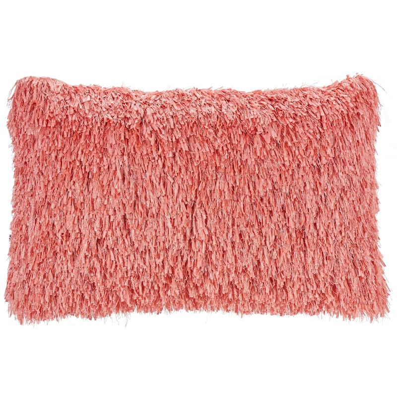 Mina Victory Shag Throw Pillow - Coral - 14" x 24"