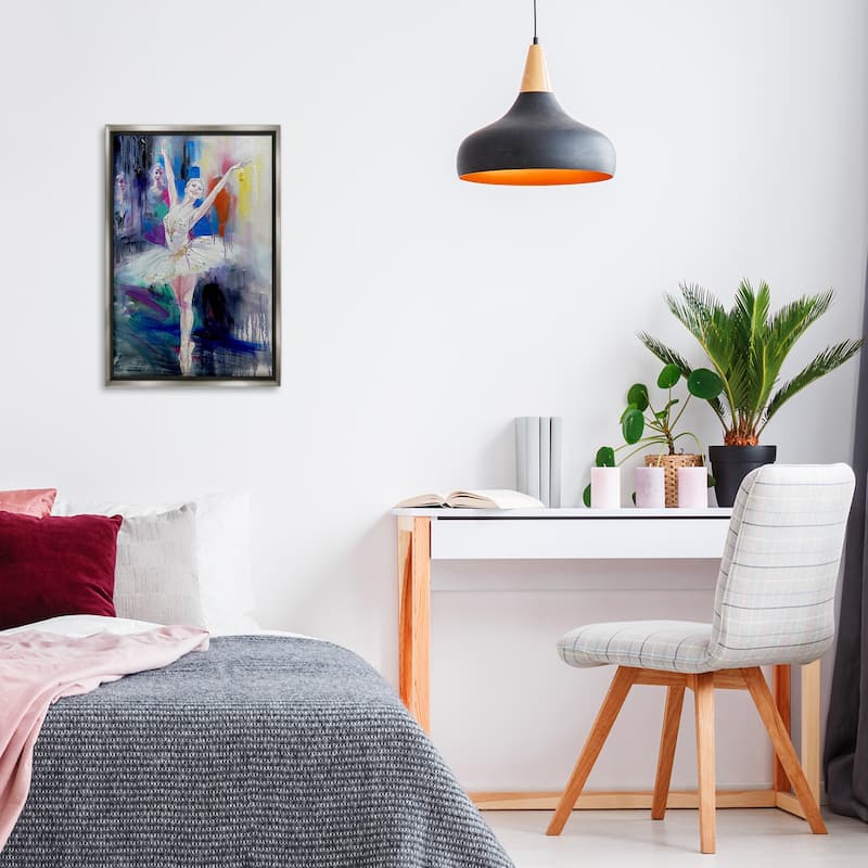 Stupell Bold Ballerina Abstraction Framed Floater Canvas Wall Art Design By Lucille Lee