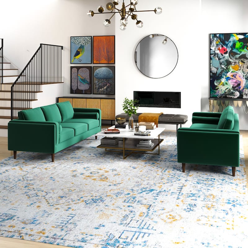 Fatih Mid Century Velvet Sofa Set