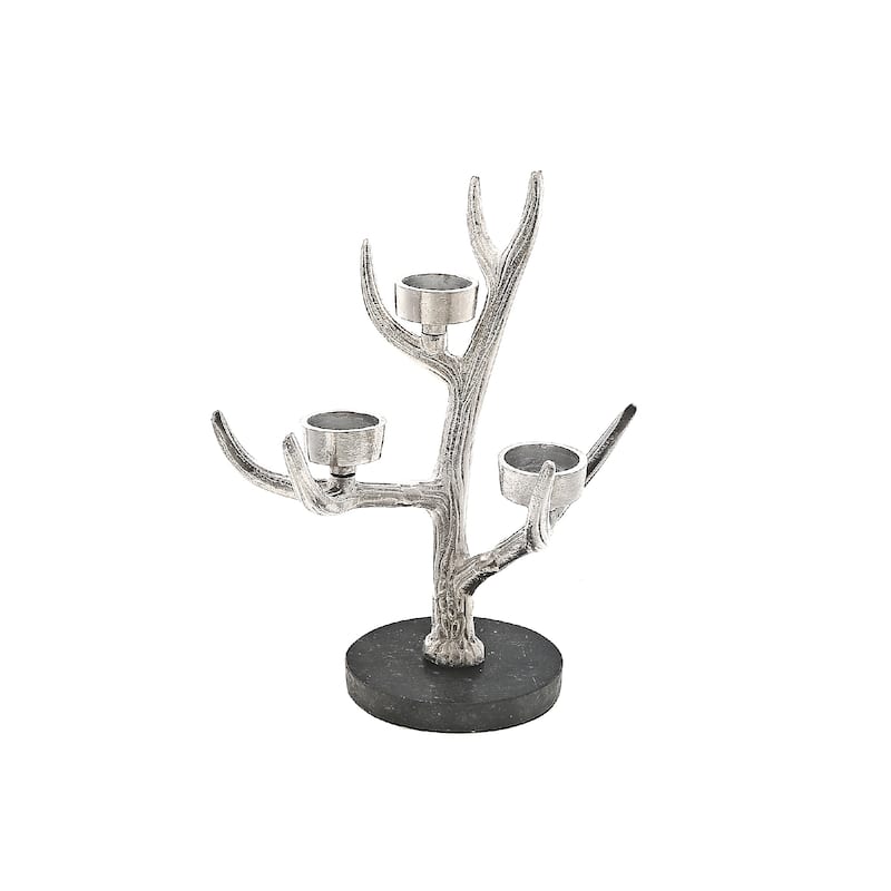 Christmas Antler On Marble With 3 Tealight Holder - N/A