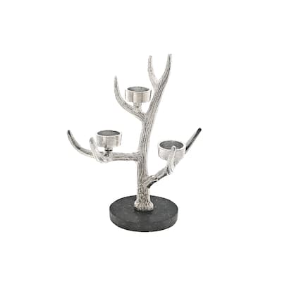 Christmas Antler On Marble With 3 Tealight Holder - N/A