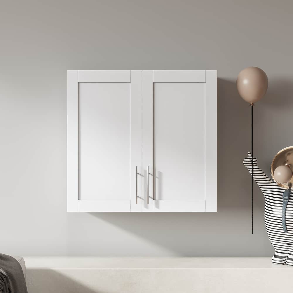 Modern Bathroom Wall Mounted Cabinet with Doors & Storage Space