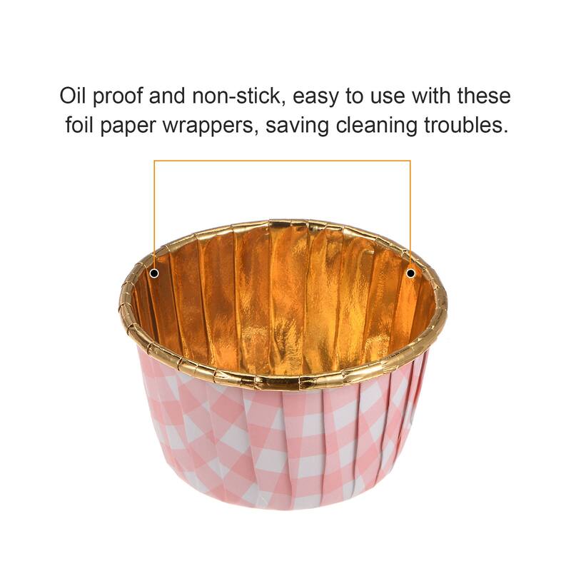 Plaid Cupcake Cups, 50pcs Aluminum Foil Standard Cupcake Liners