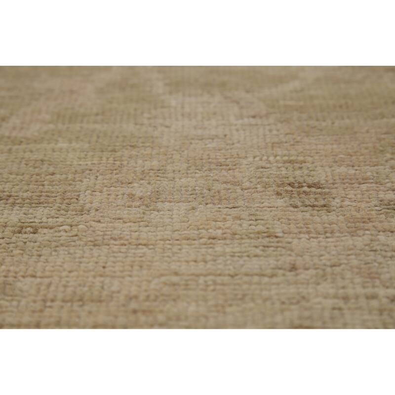 Hand Knotted Oriental 100% Wool Carpet Transitional All-Over Beige & Ivories Oushak Area Rug - 14' 0'' X 10' 0''