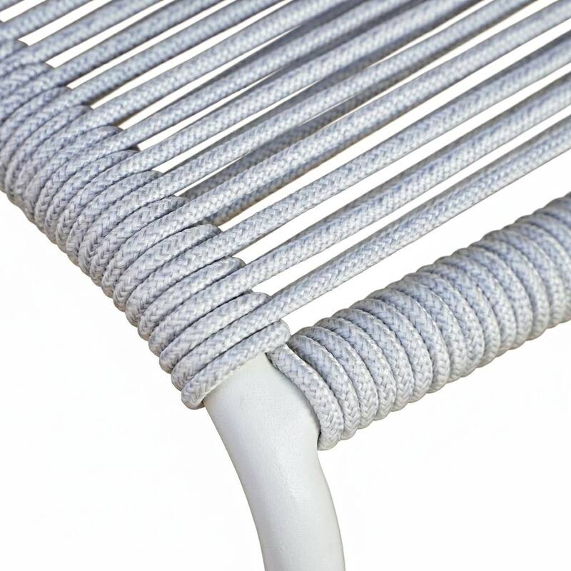 Valle 2-Piece Light Grey Rope Patio Stackable Armless Dining Chair Set - N/A