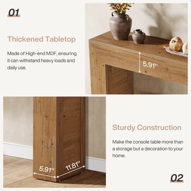 63'' Long Console Table for Entryway, Narrow Sofa Console Behind Couch