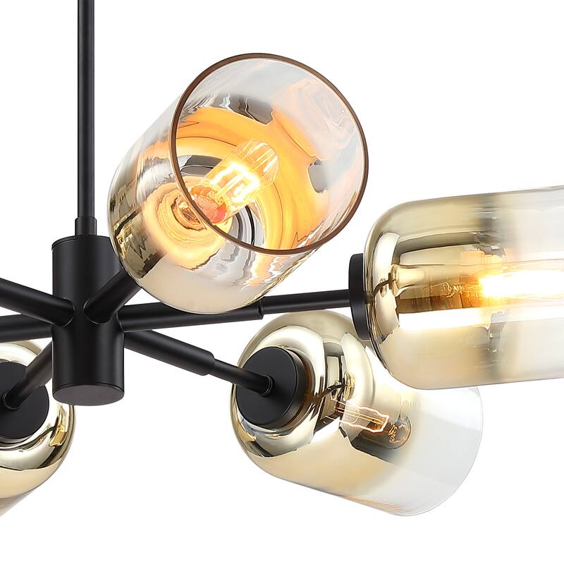 Gatsby 6-Light Matte Black Mid-Century Modern Geometric Chandelier for Dining Rooms - 28