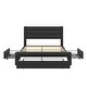 preview thumbnail 15 of 24, Leather Upholstered Platform Bed with Drawers and Charging Station,Queen Size