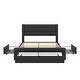 preview thumbnail 6 of 7, Queen Size Leather Upholstered Storage Bed, Platform Bed with Drawers Storage and Charging Station, Black