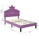 preview thumbnail 7 of 10, Javlergo Twin Size Platform Bed Frame with Crown Headboard Adjustable Height Upholstered Princess Bed for Kids