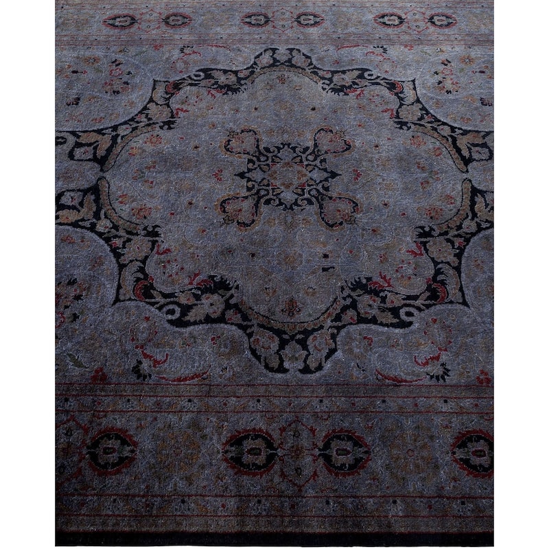 Overton Hand Knotted Wool Vintage Inspired Modern Contemporary Overdyed Gray Area Rug - 4' 8" x 6' 8"
