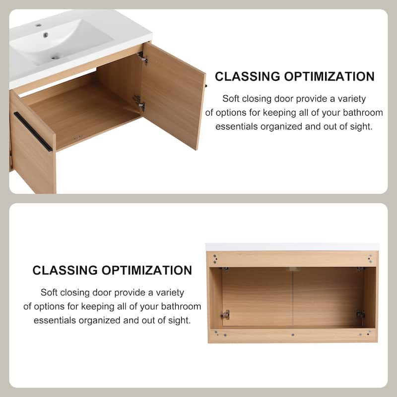 Beingnext 16''/20''/24"/30"/36" Bathroom Vanity with Sink, Floating Bathroom Vanity with Soft Close Door