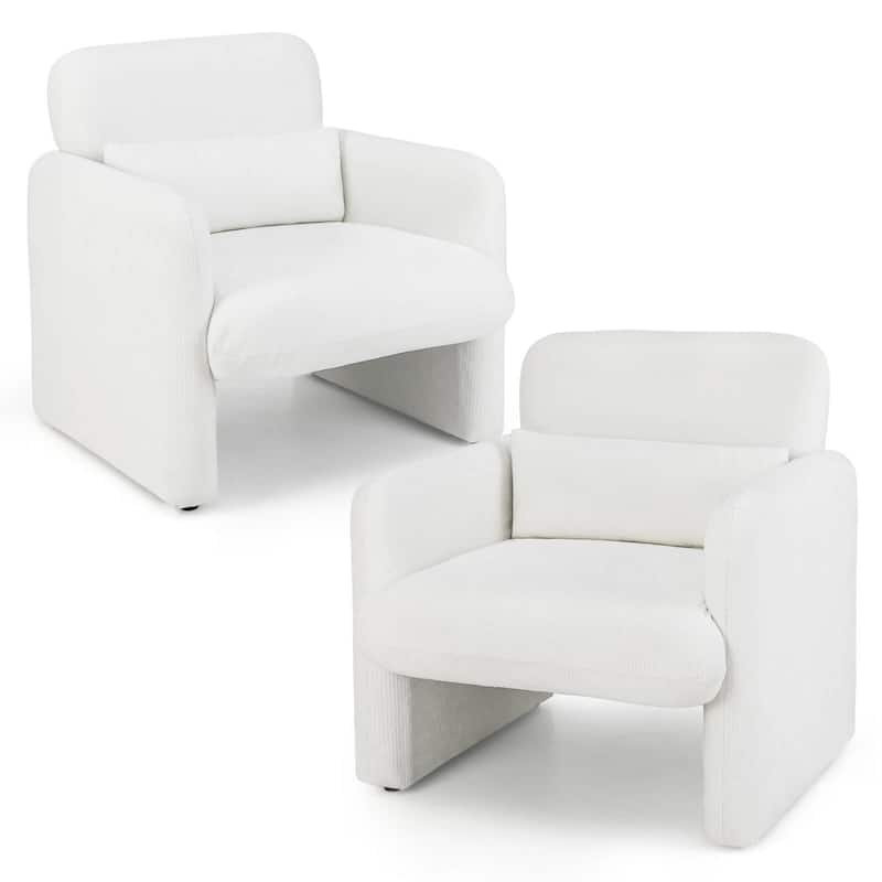 1/2 PCS Modern Accent Chair Chenille Single Sofa Chair w/Deep Seat - 2 pcs