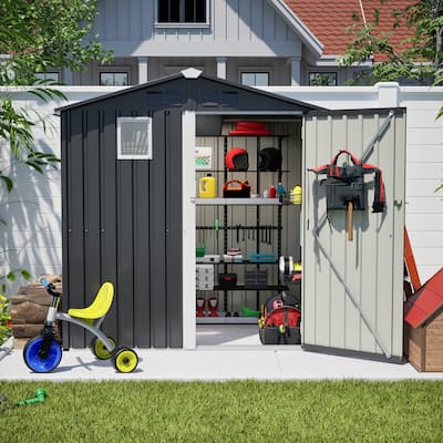 6x4 FT Metal Outdoor Storage Shed, Steel Utility Tool Shed Storage House
