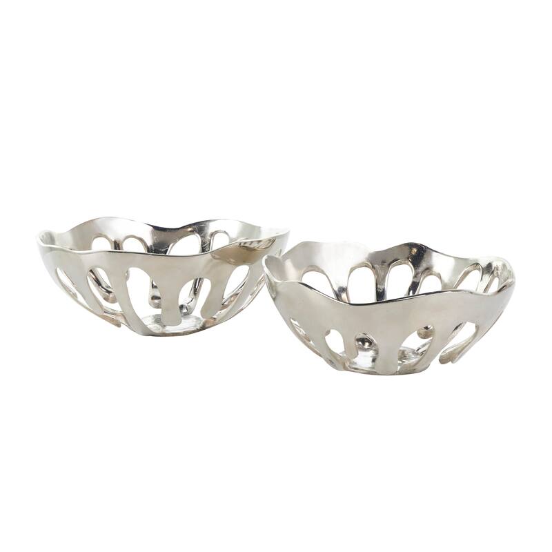 Aluminum Metal Drip Decorative Bowl with Open Frame Design (Set of 2)