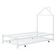 preview thumbnail 25 of 52, Twin Size Metal Platform Bed with trundle, House-Shaped Headboard Design for Kids, Boys and Girls