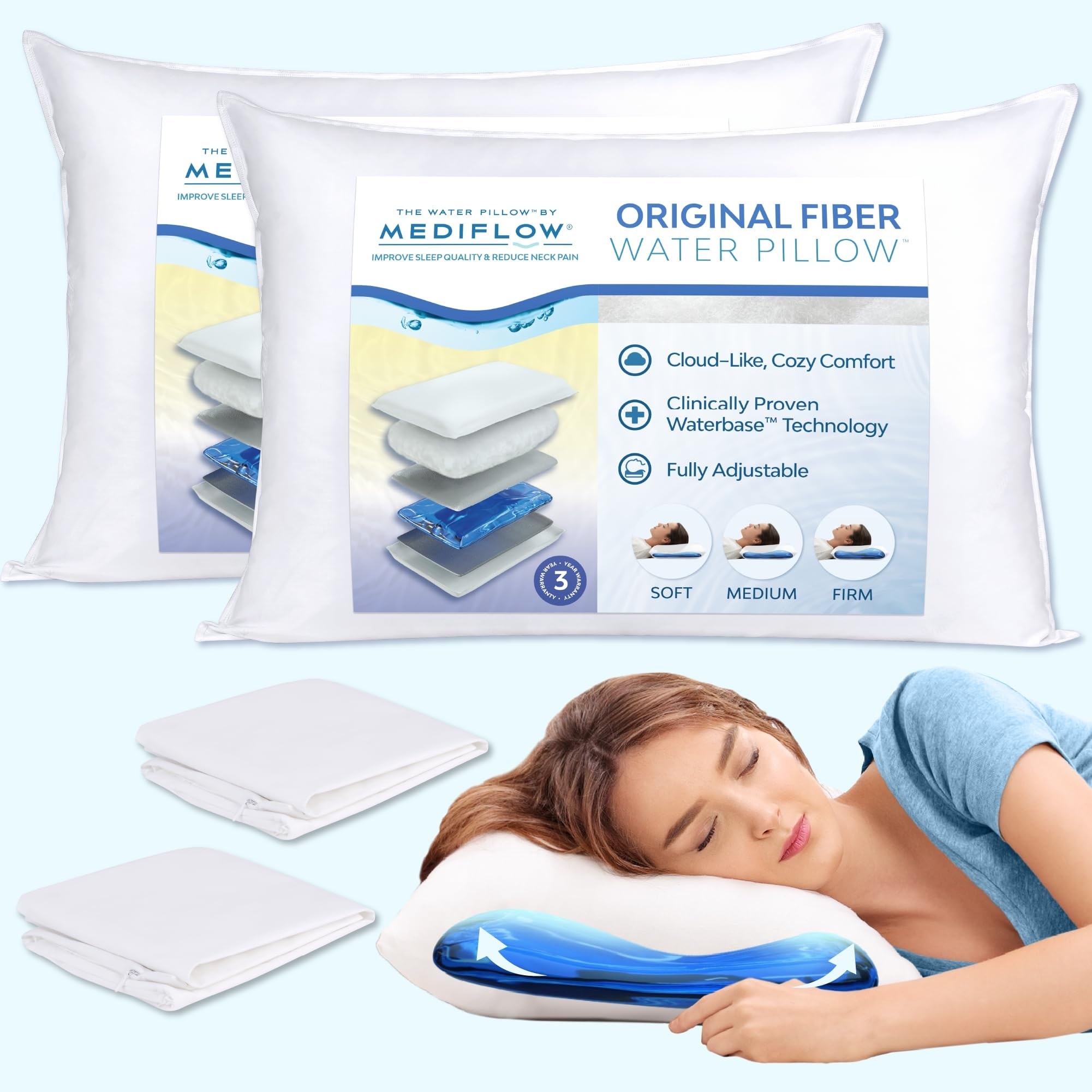 Fiber Water Pillow Adjustable Pillow for Neck Pain Relief