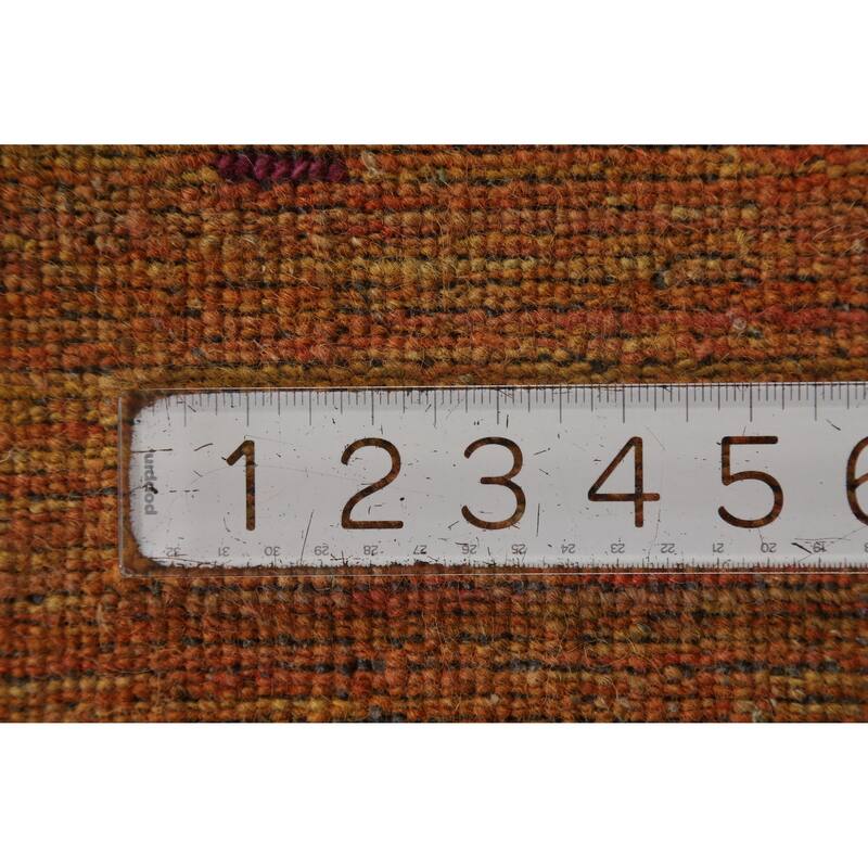 Hand Knotted Oriental 100% Wool Carpet Tribal Animal Pictorial Oranges & Rust Gabbeh Area Rug - 7' 8'' X 4' 10''