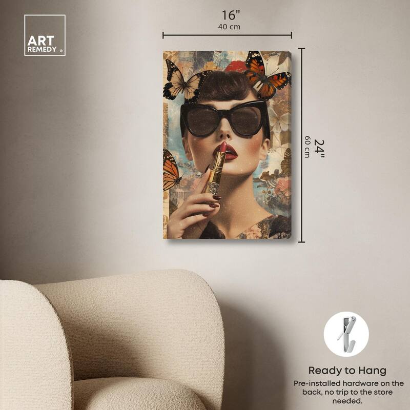 Iconic Lady Butterfly Collage II Canvas by Art Remedy, Gallery Wrapped
