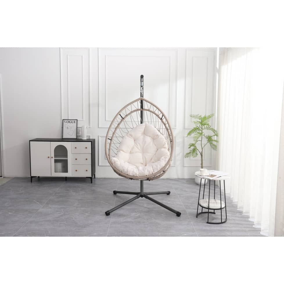 Beige Egg Shaped Hanging Chair with Stand - 24.4