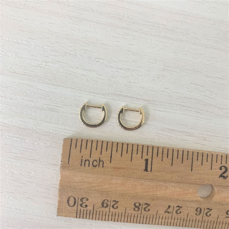 Joelle Collection 14K Gold Diamond Tiny Hoop Earrings 7MM Earring's