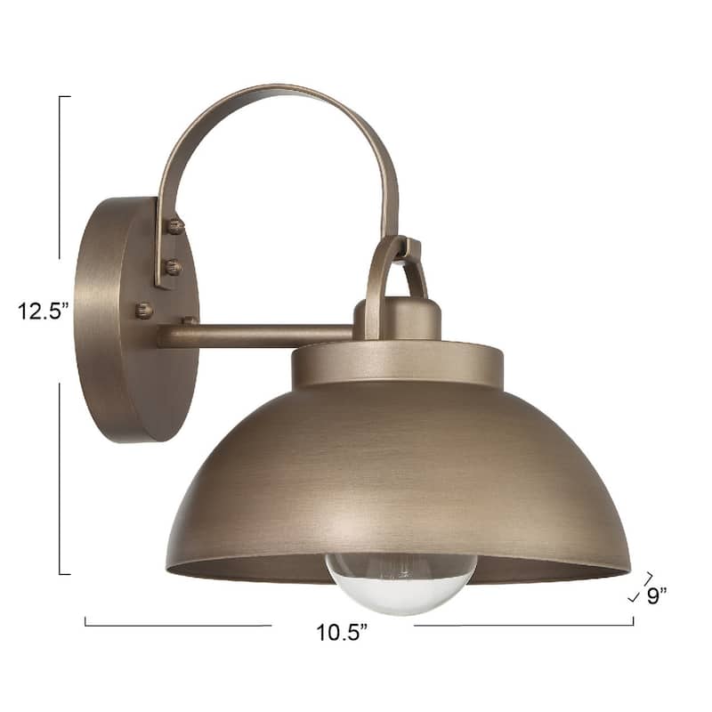 Easton Metal Shade and Exposed Bulb Wall Mounted Outdoor Light - 10.5"L x 9.0"W x 12.4"H