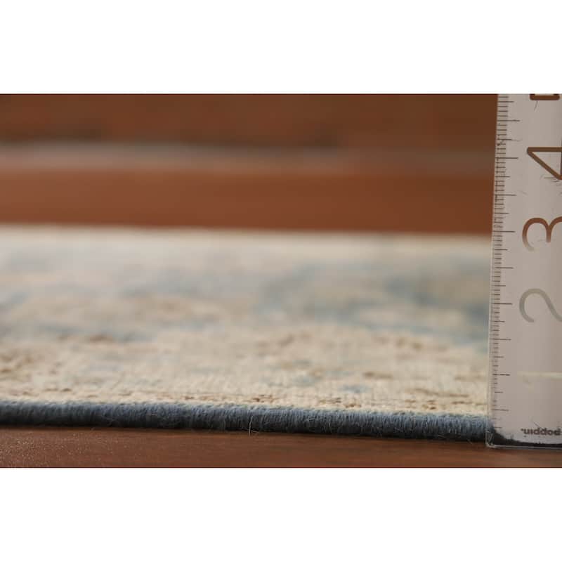 Hand Knotted Oriental 100% Wool Carpet Transitional All-Over Navy Blue & Blues Oushak Runner Rug - 11' 7'' X 3' 2''