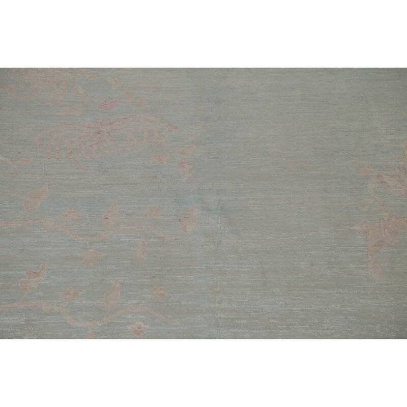 Hand Knotted Oriental 100% Wool Carpet Transitional Abstract Navy Blue & Blues Oushak Area Rug - 13' 9'' X 9' 11''