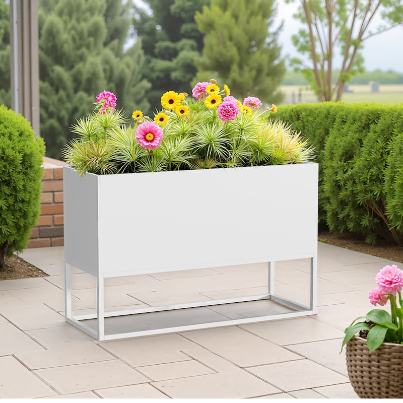 47*18*18 inch Large Metal Rectangular Planter with Shelves and Drainage Holes for Indoor/Outdoor Use, Perfect for Tall Plants