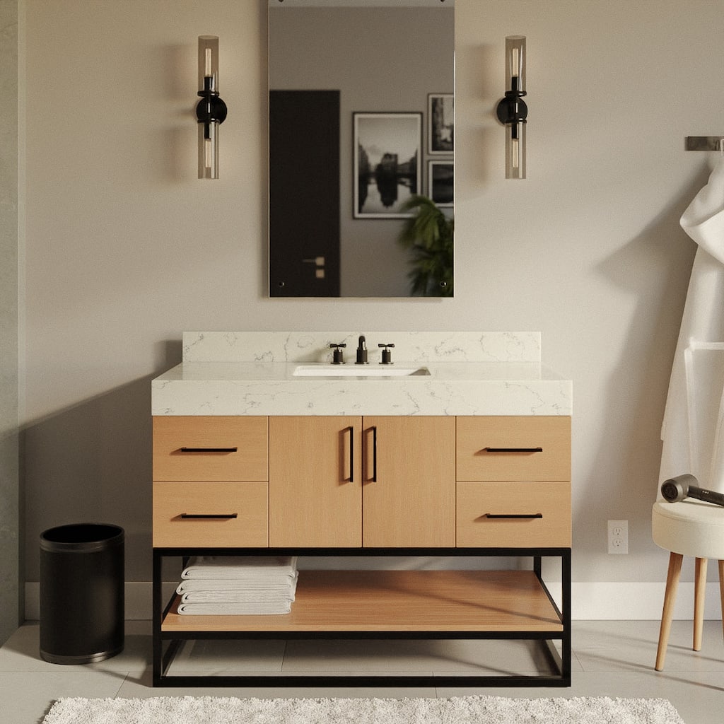 KitchenBathCollection Ellis 48" Bathroom Vanity with Engineered Marble Top