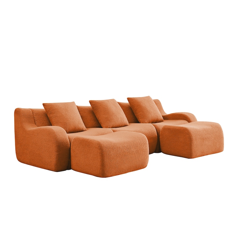 GDF Studio - Fairford U-Shaped 3-Seat Modular Sofa With Curved Armrests & Non-Slip Base