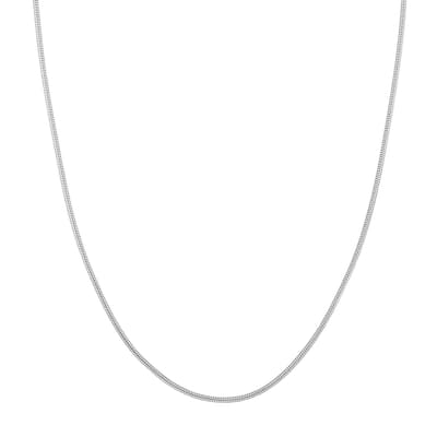Curata 925 Sterling Silver Rhodium 1.6mm Round Snake Chain Necklace