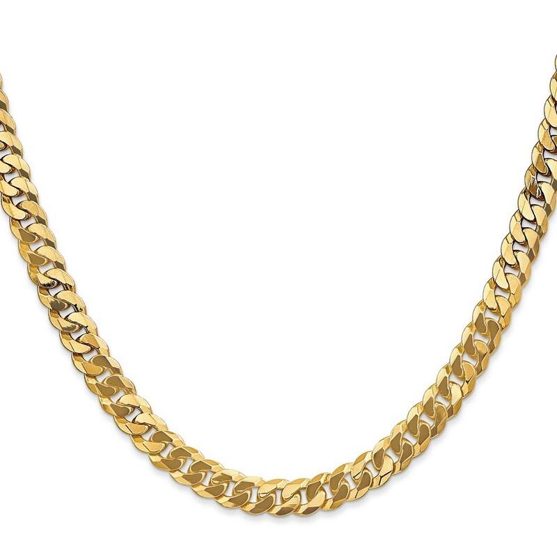 Curata 14k White Gold 2.9mm Flat Curb Chain Bracelet