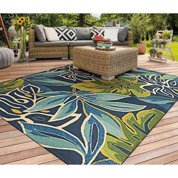 slide 2 of 10, Dream Decor Rugs Miami Palms Blue Forest Green Indoor Outdoor Area Rug
