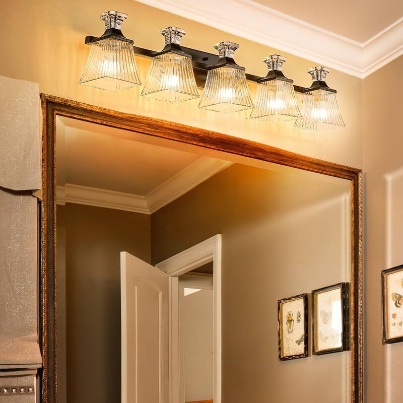 38" 5-Light Bathroom Vanity Light, Matte Black Finish